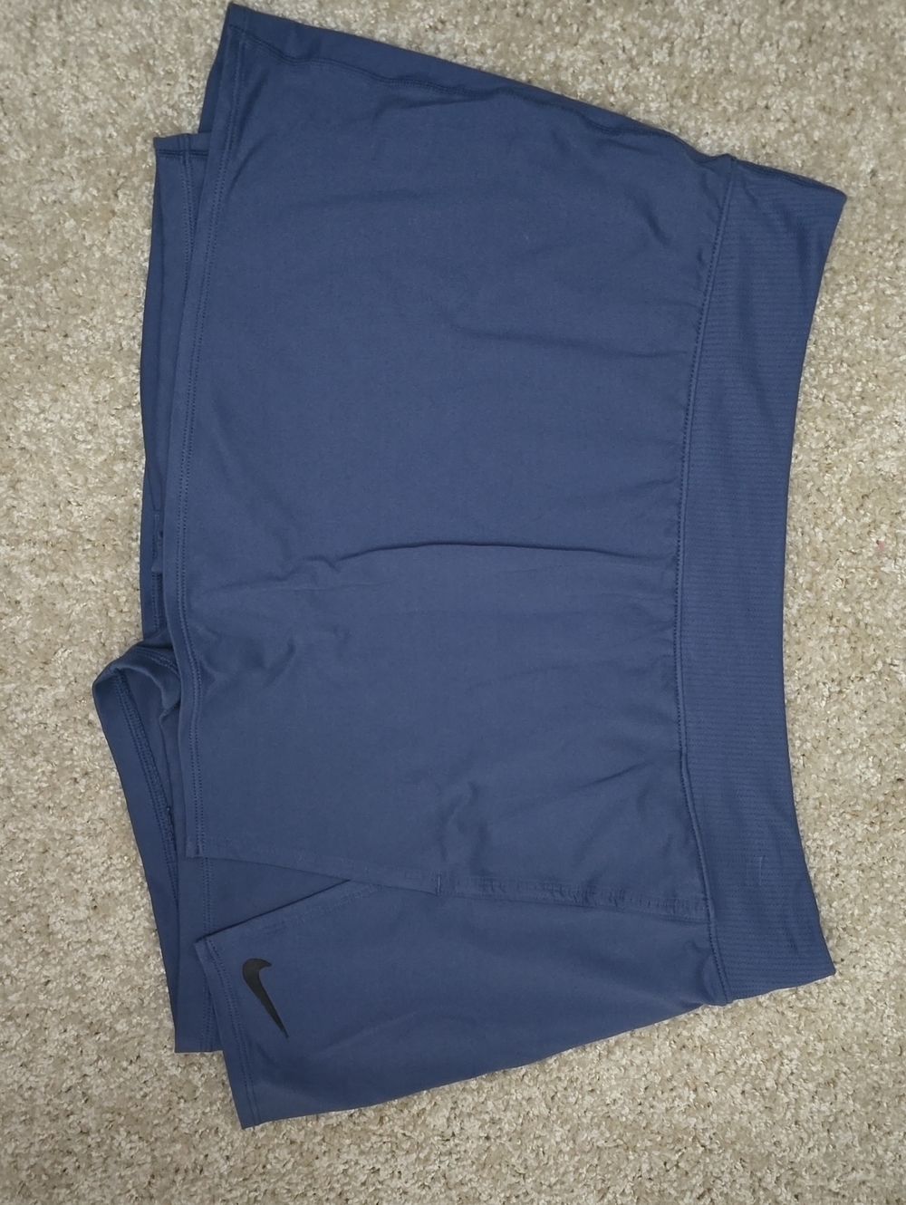 Nike Men’s Dark Blue Athletic Shorts with Black Swoosh